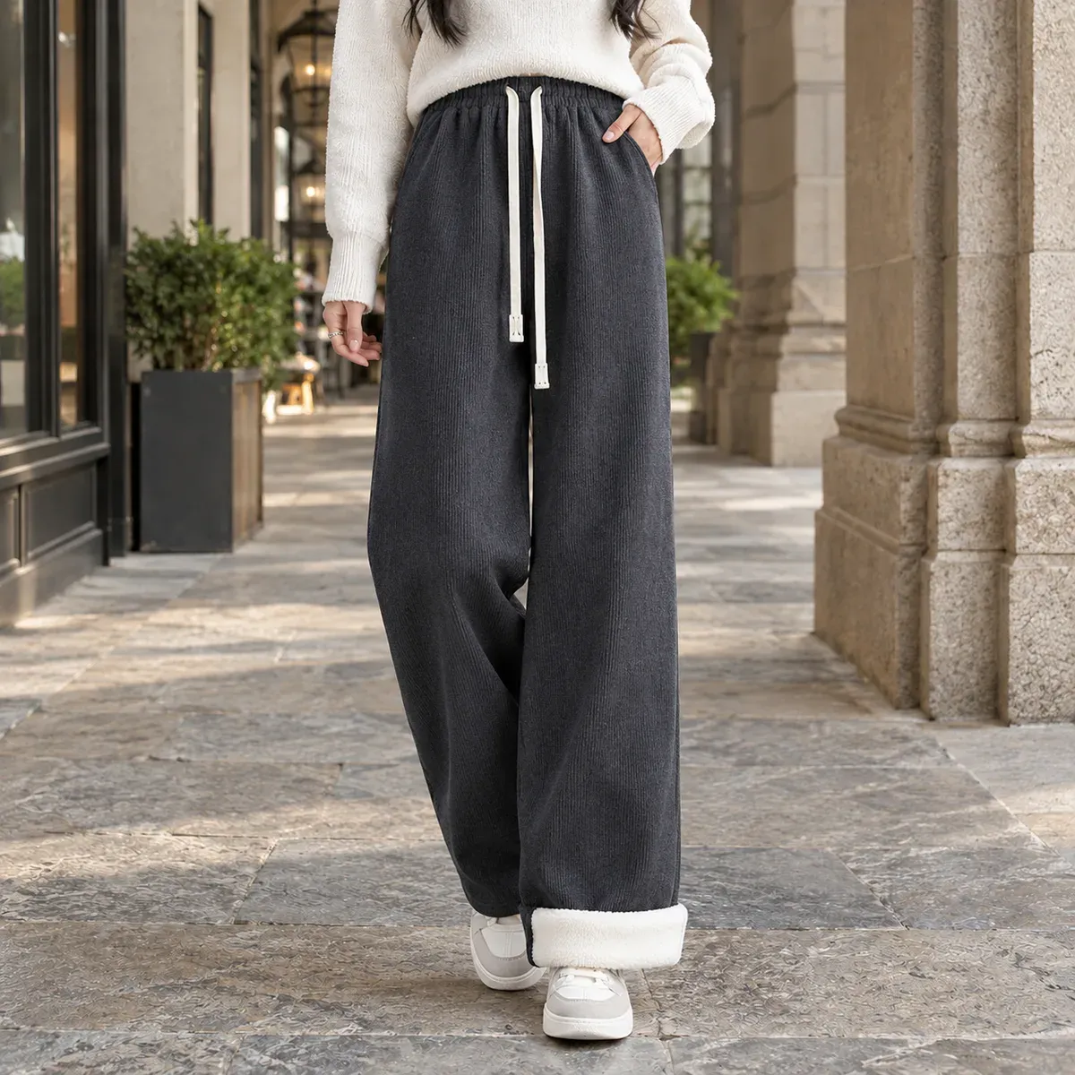 Modesty Wide Leg Pants in Dark Gray