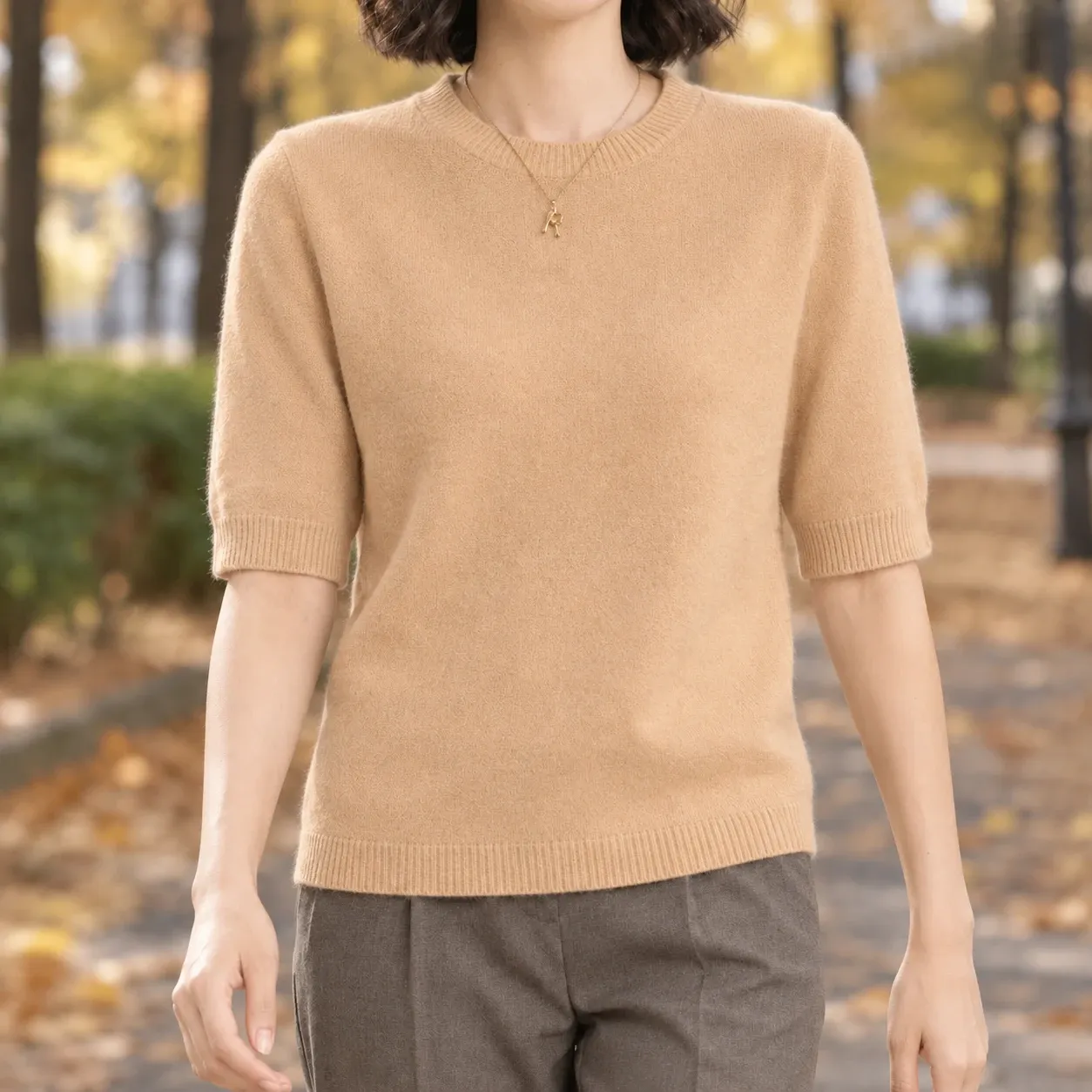 Adrienne Crew Neck Sweater in Yellow Camel
