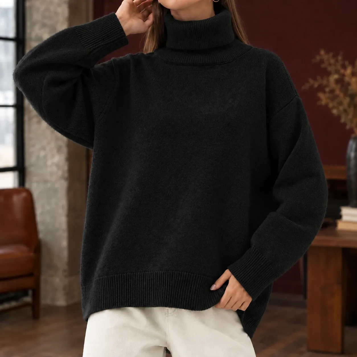 Celeste Turtleneck Sweater in Black