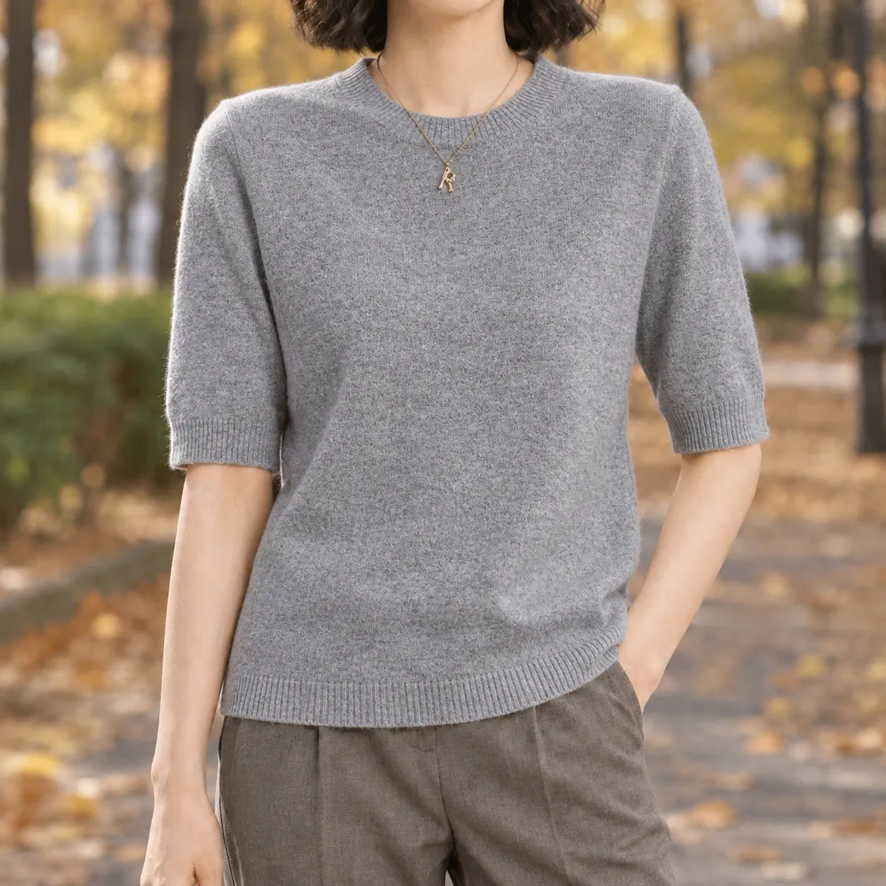 Adrienne Crew Neck Sweater in Gray