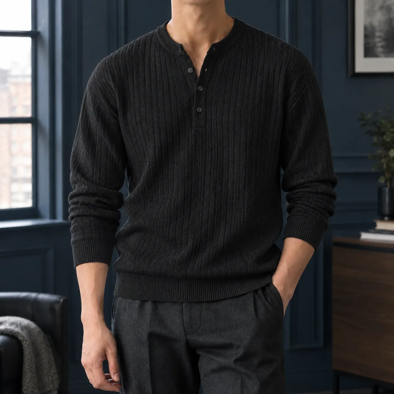 Nico Ribbed Sweater in Black
