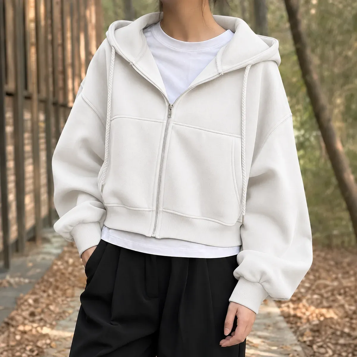 Natalie-Belle Oversized Zip Hoodie in White