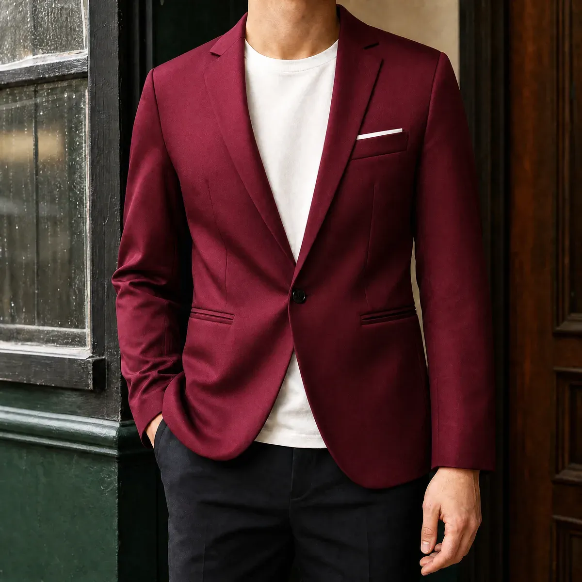 Eldric Tailored Jacket in Wine Red