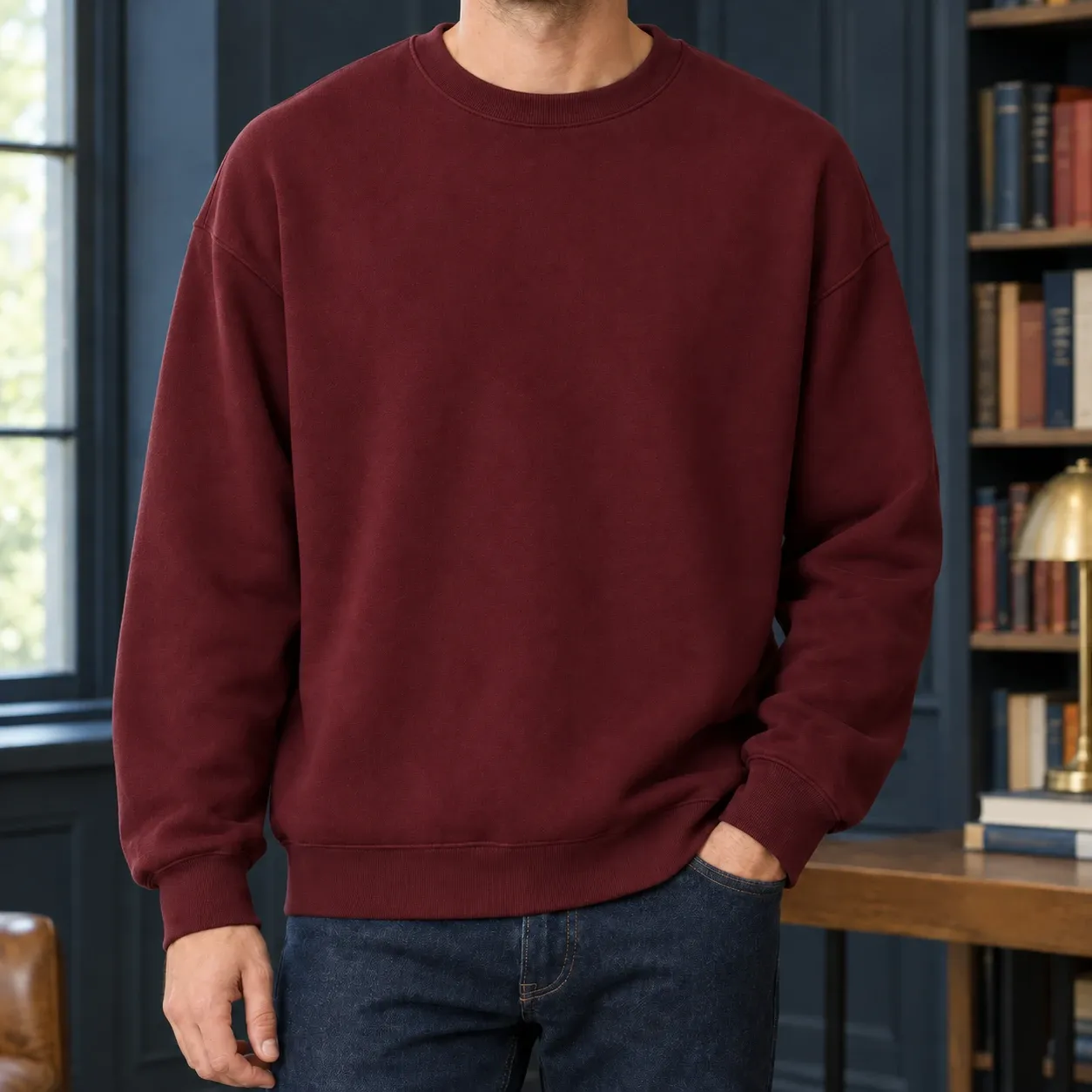 Wyatt Crewneck Sweater in Burgundy