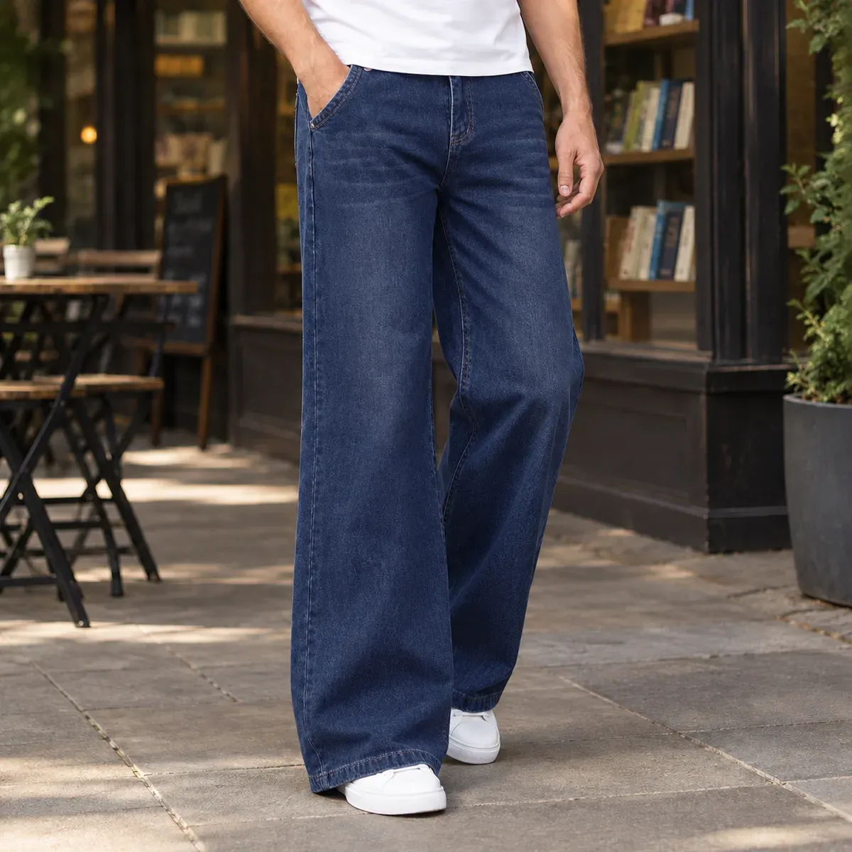 Graham Wide Leg Pants in Dark Blue