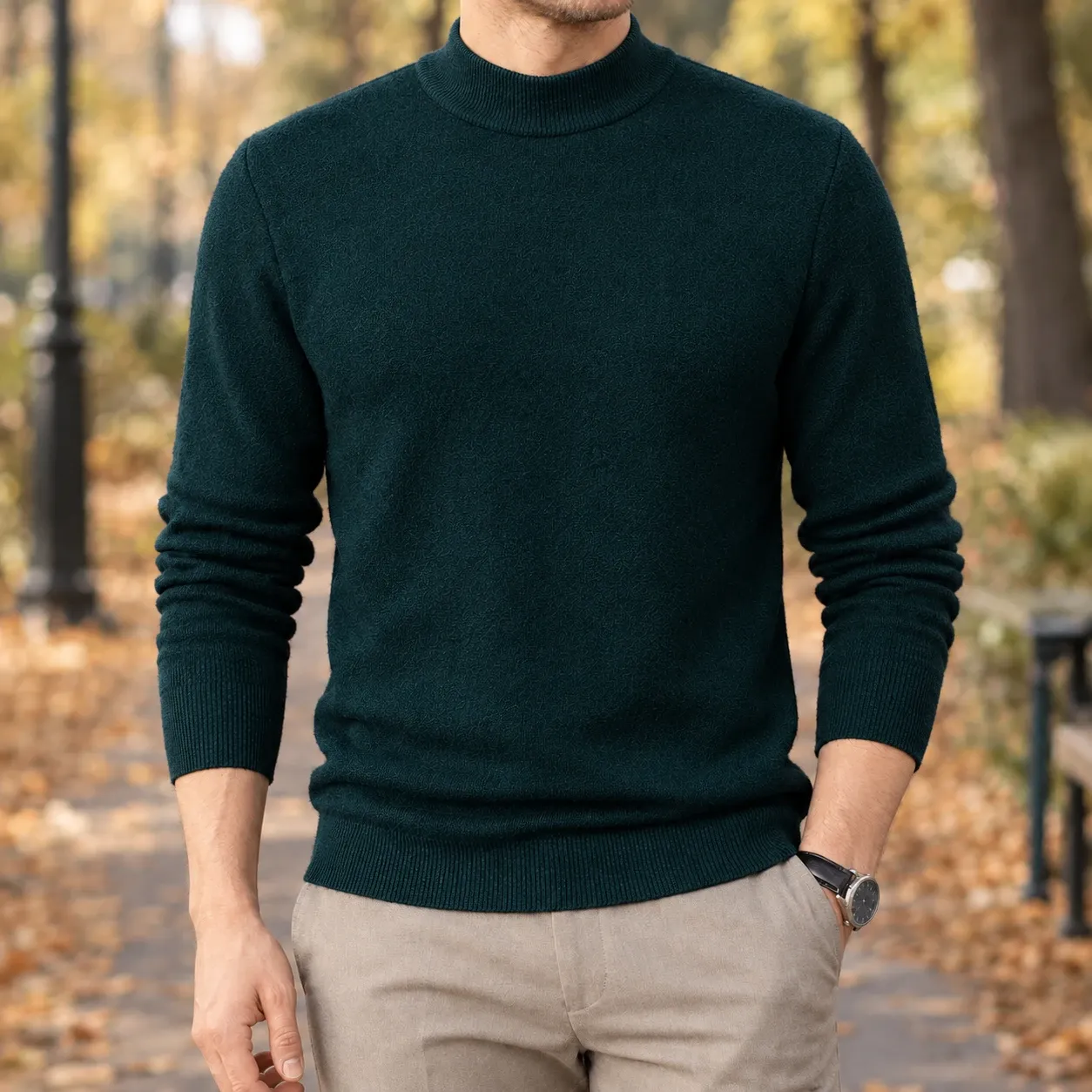 Lennox-Jude Mock Neck Sweater in Green