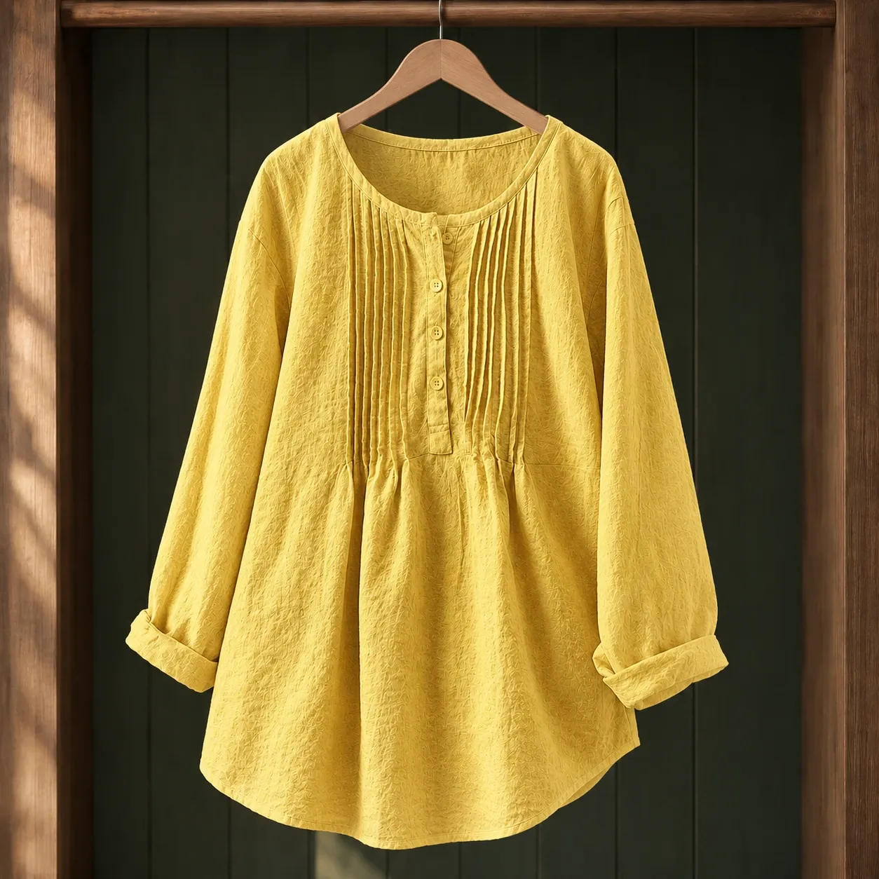Delia-Rose Pintuck Blouse in Yellow