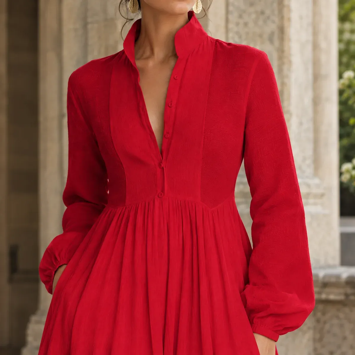 Constance Gathered Maxi Dress — detail