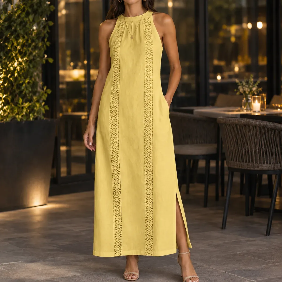 Lana Halter Maxi Dress in Yellow