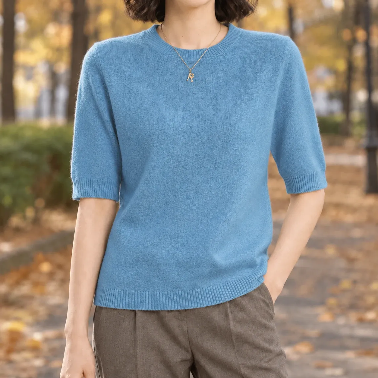 Adrienne Crew Neck Sweater in Blue