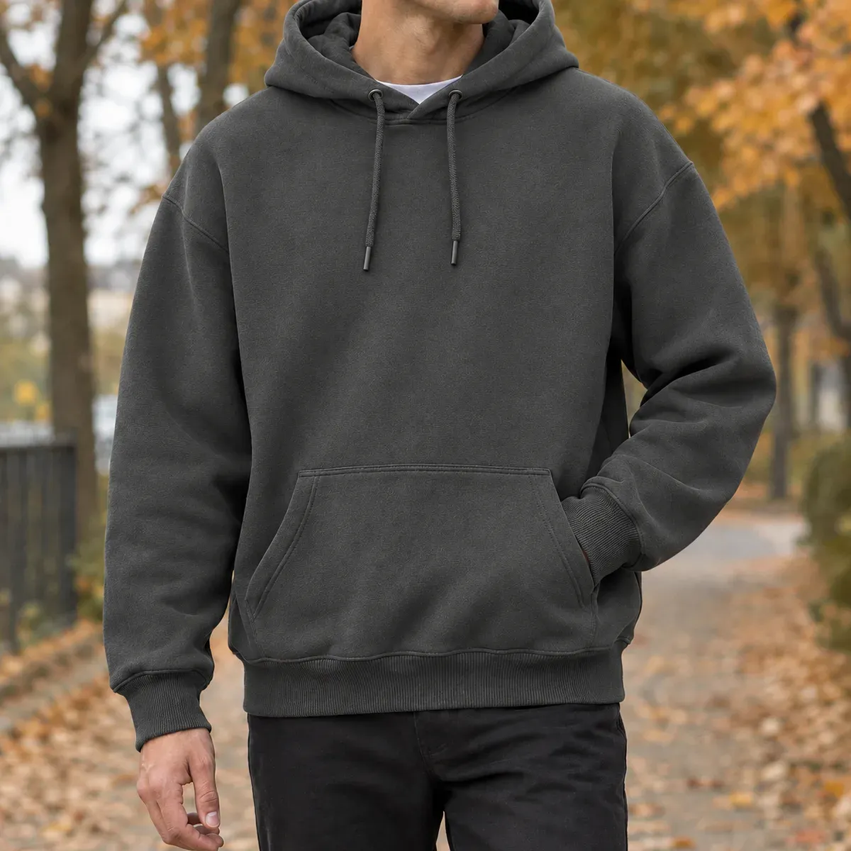 Idris-York Relaxed Hoodie in Gray