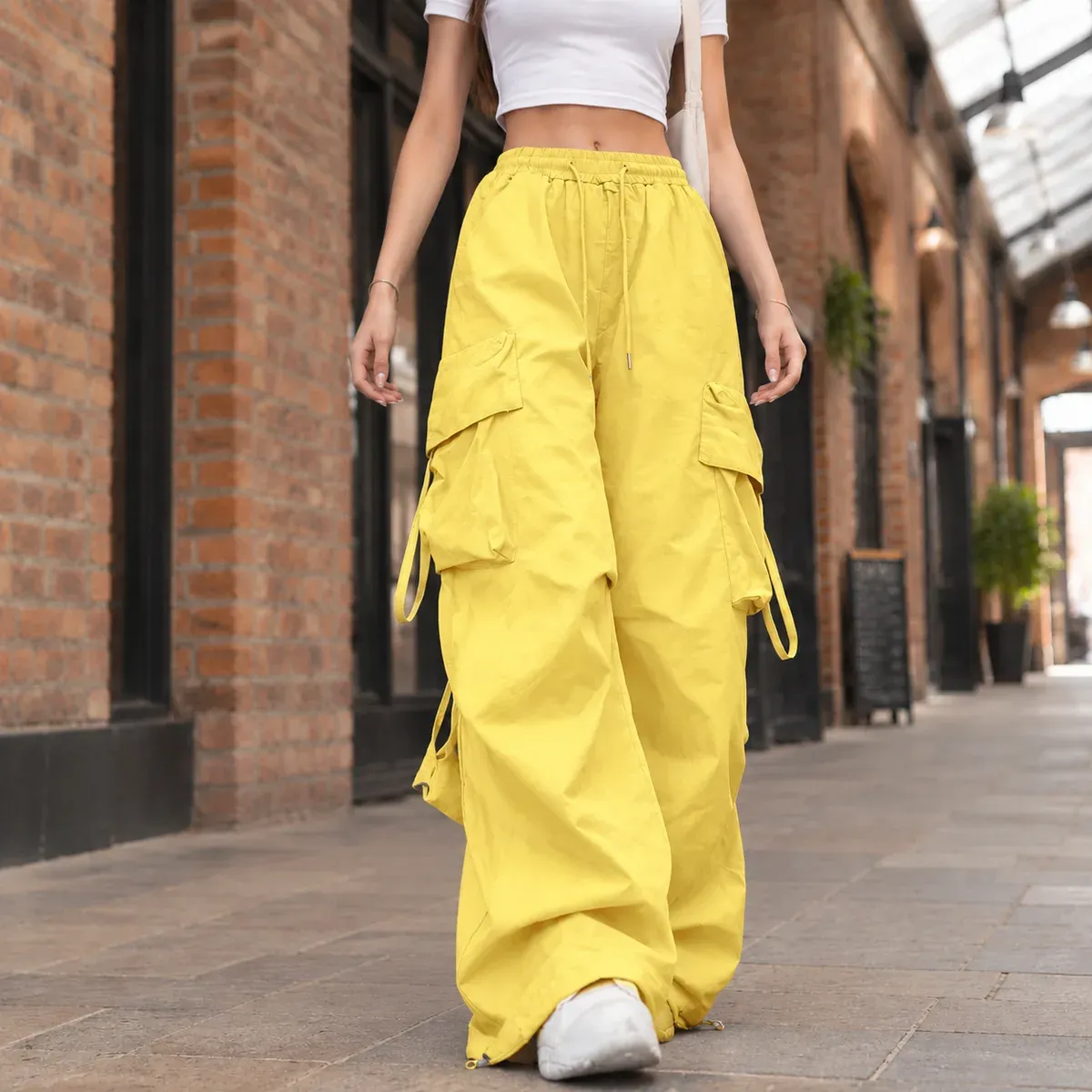 Heloise Wide Leg Pants in Bright Yellow