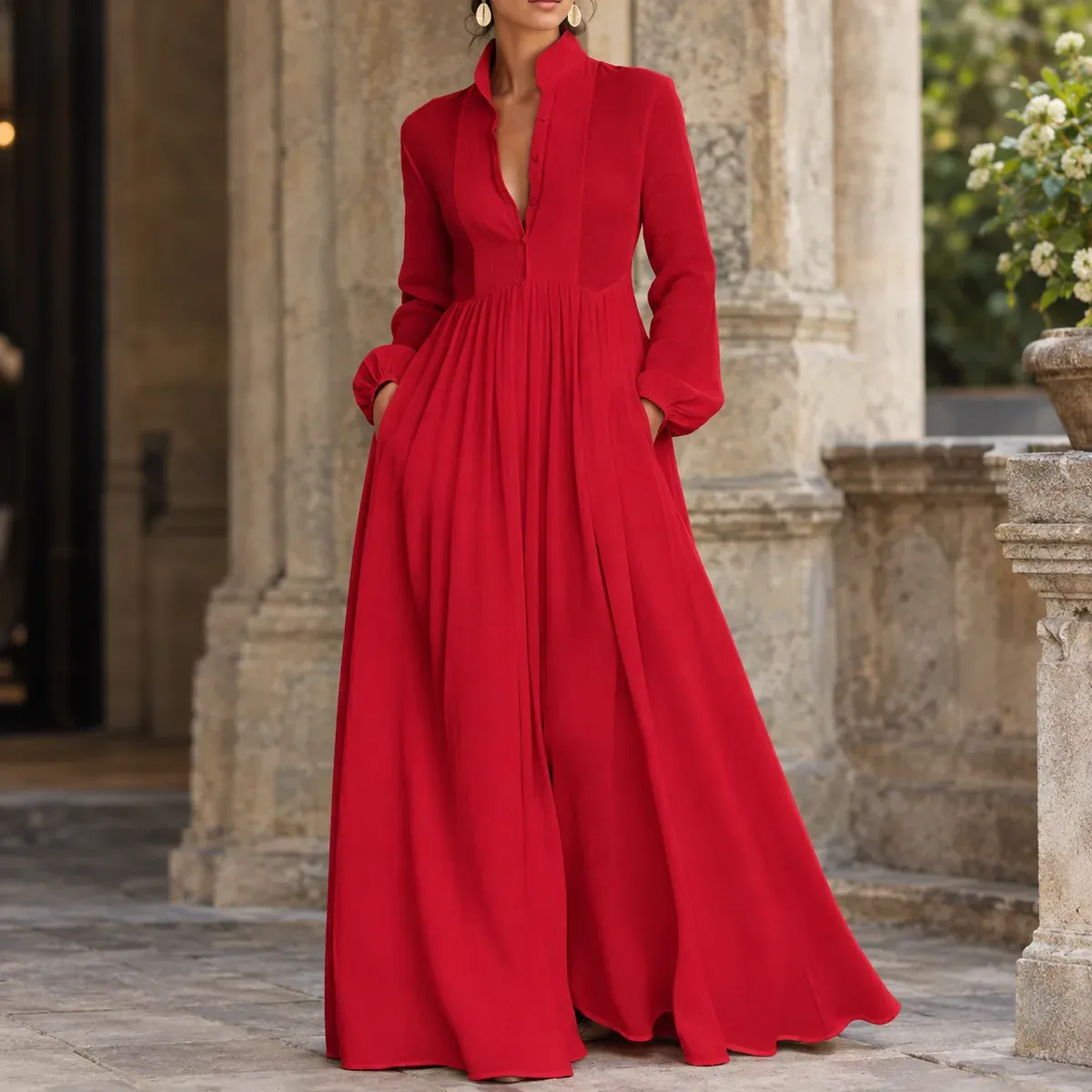 Constance Gathered Maxi Dress — gallery photograph 1