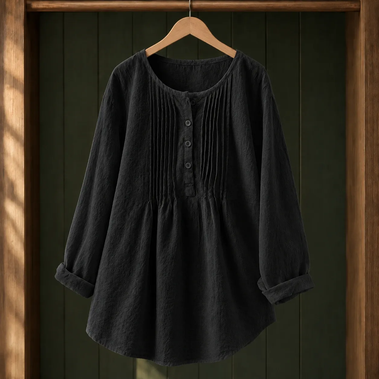 Delia-Rose Pintuck Blouse in Black
