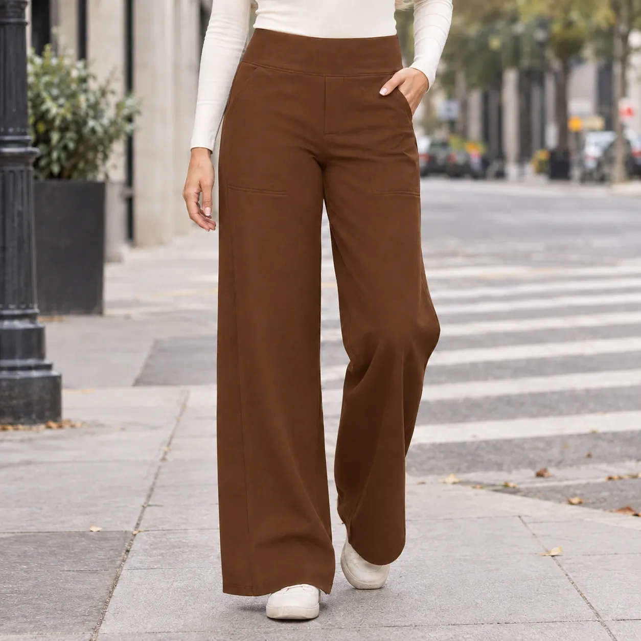 Ada-Jane Straight Leg Pants in Caramel Brown